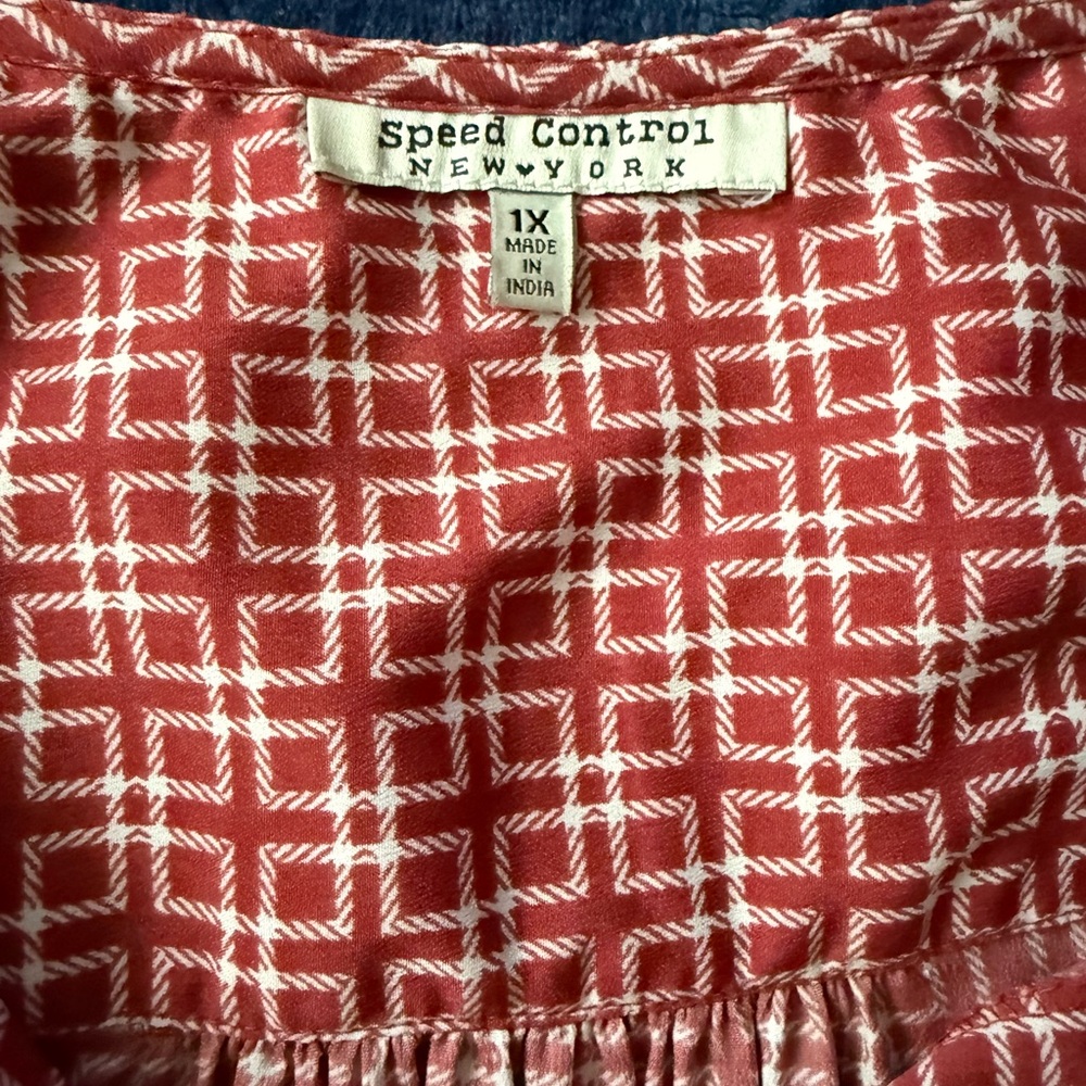 Speed Control Geometric Red and White Dress.. EUC